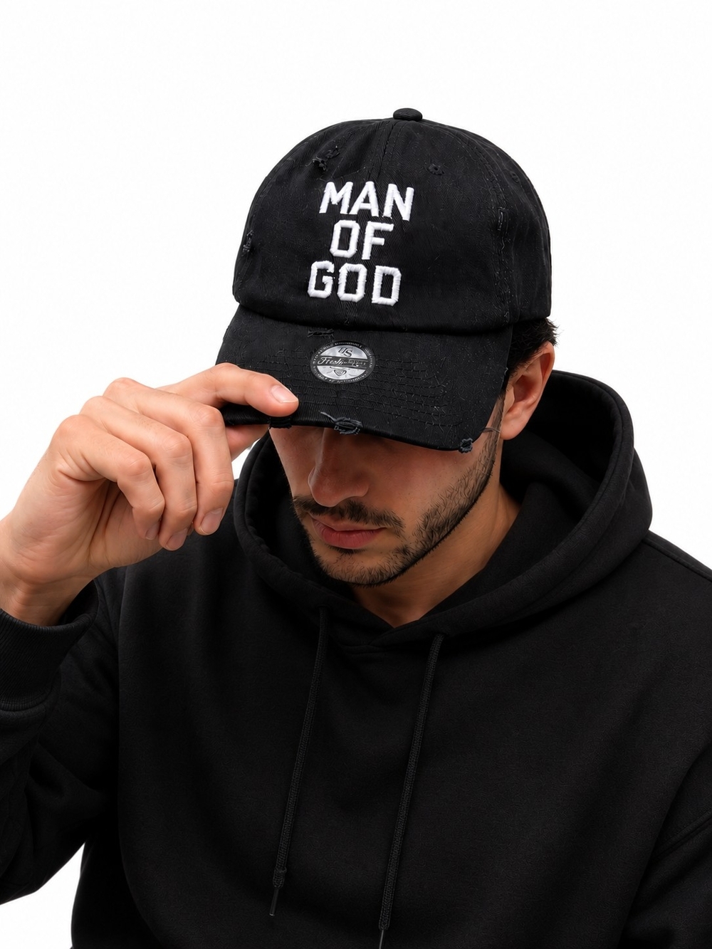 'Man of God' Distressed Baseball Cap